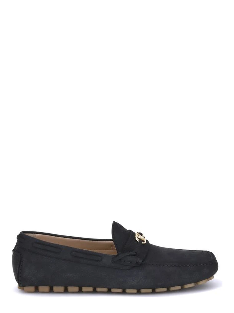 Black Rubber Slip-On Loafers