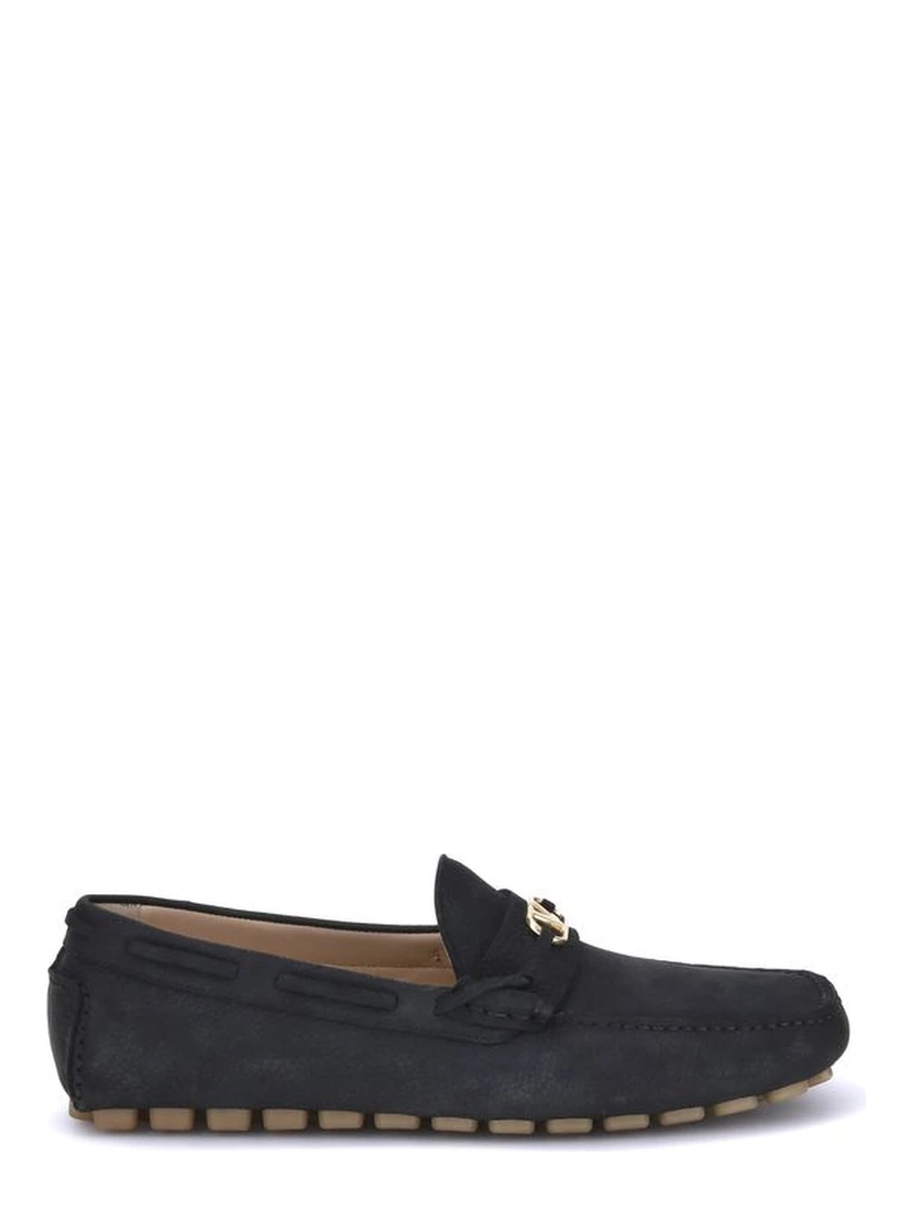 Black Rubber Slip-On Loafers