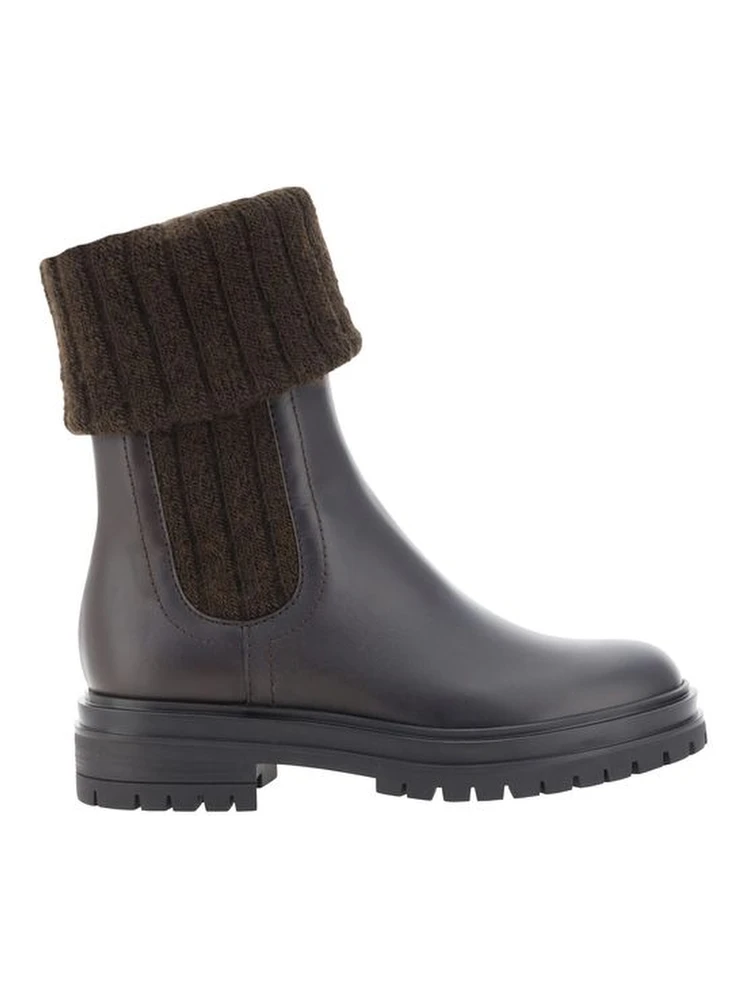 Black Calf Leather Bos Taurus Ankle Boots