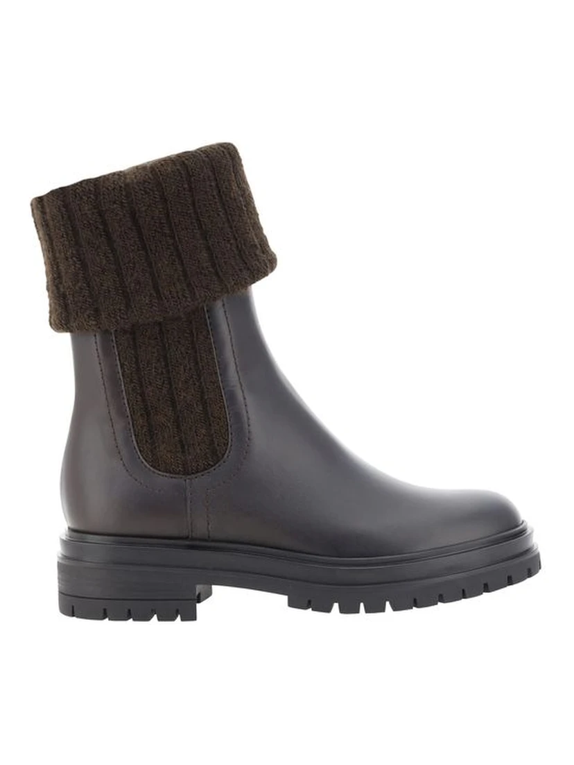 Black Calf Leather Bos Taurus Ankle Boots