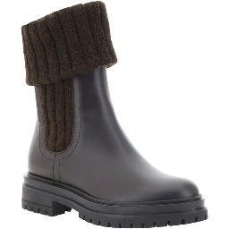 Black Calf Leather Bos Taurus Ankle Boots