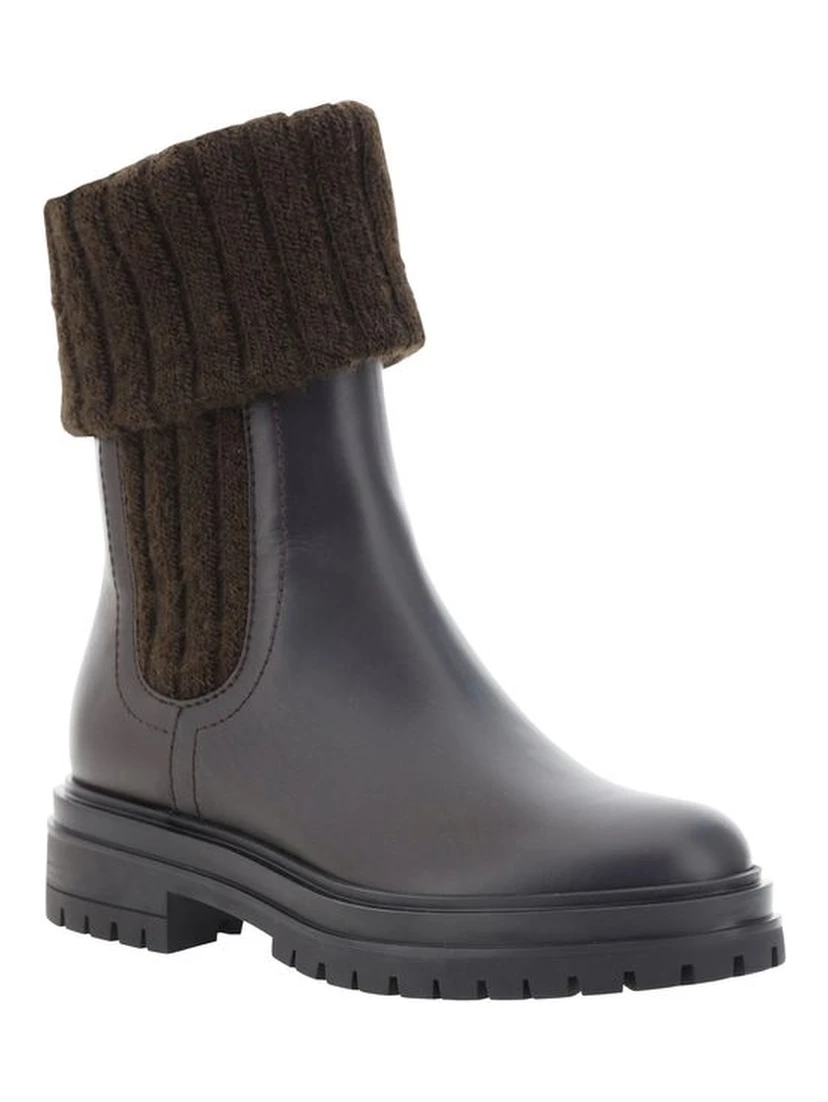 Black Calf Leather Bos Taurus Ankle Boots