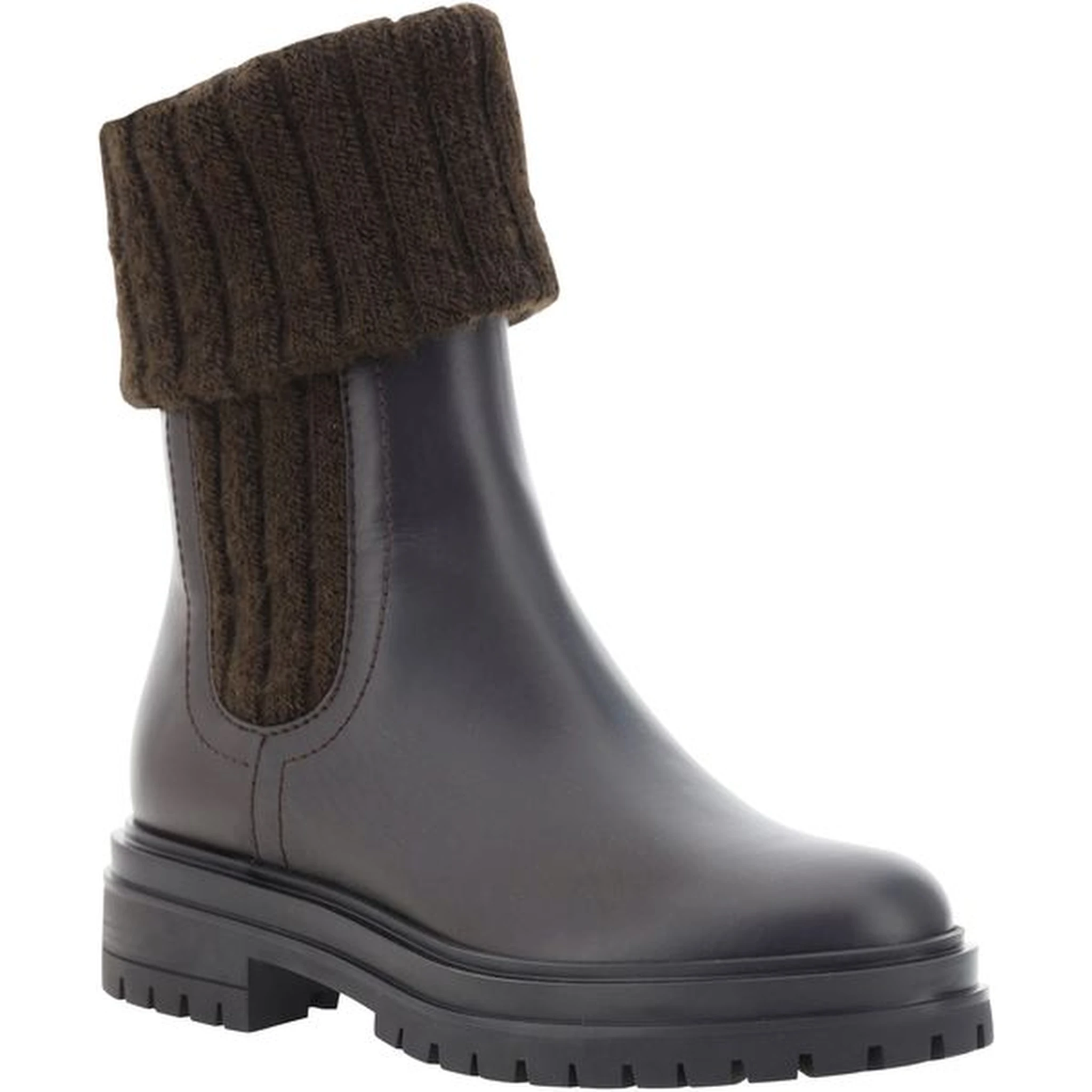 Black Calf Leather Bos Taurus Ankle Boots