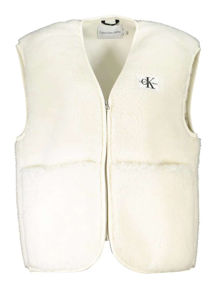White Polyester Women's Coat