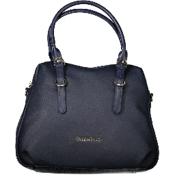 Blue Polyurethane Women Handbag