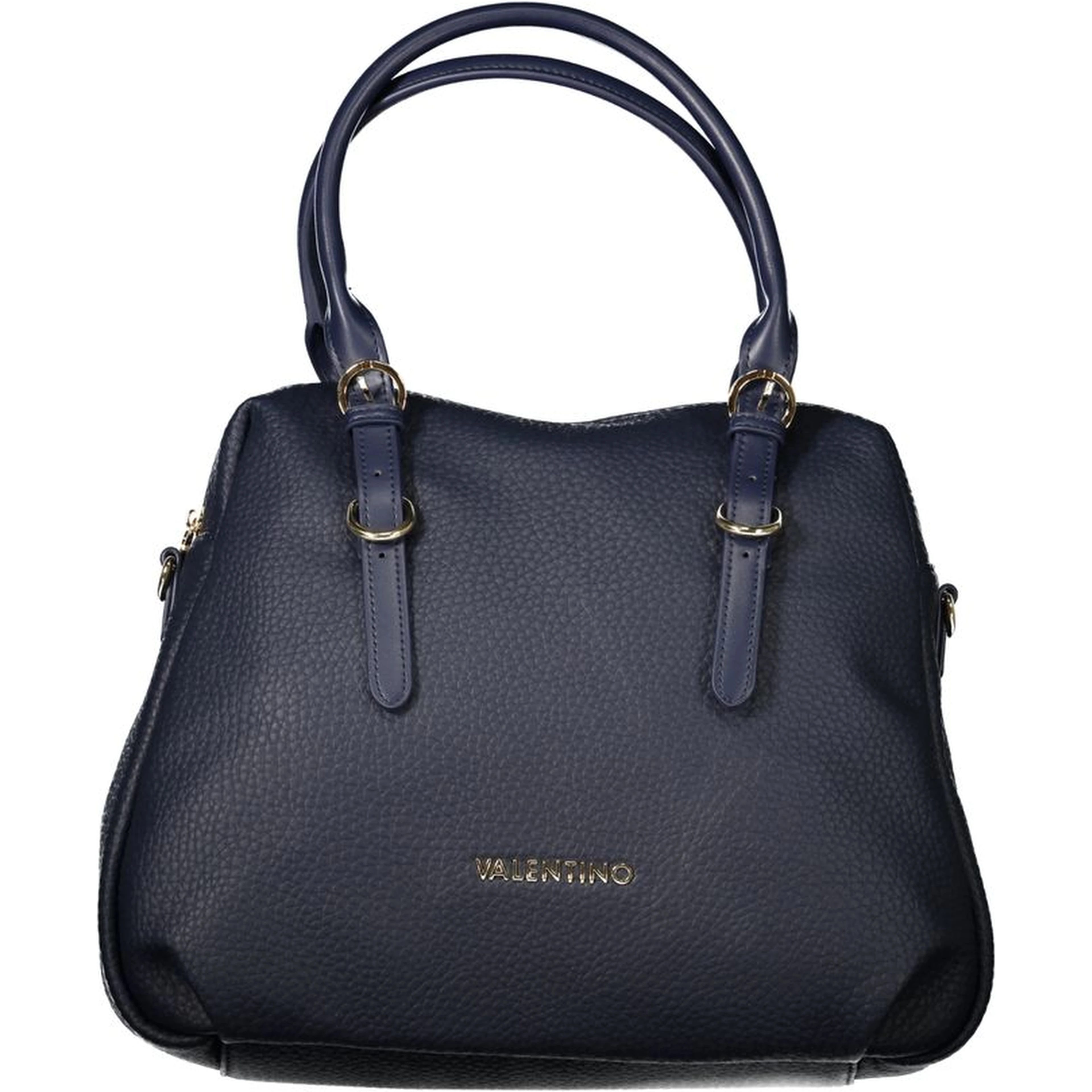 Blue Polyurethane Women Handbag