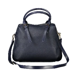 Blue Polyurethane Women Handbag