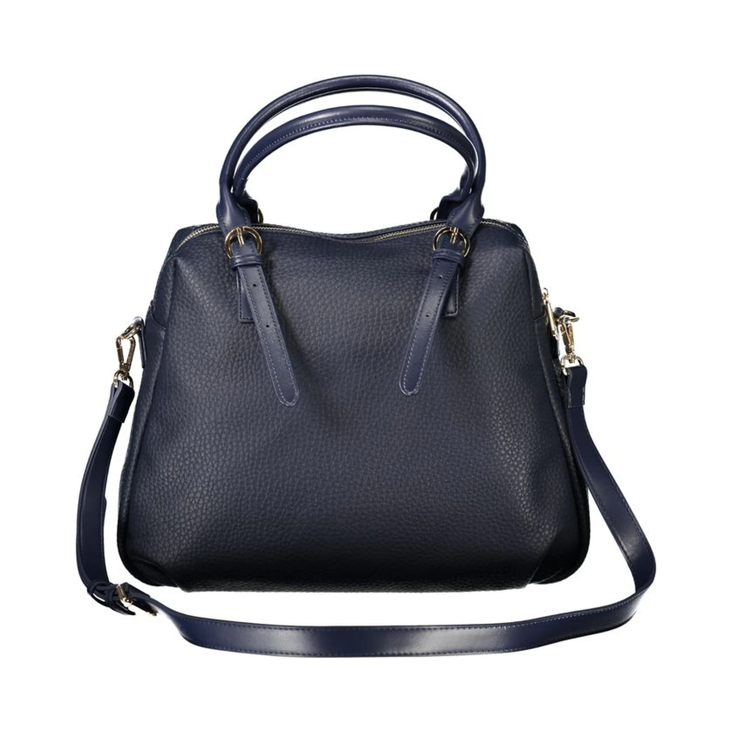 Blue Polyurethane Women Handbag