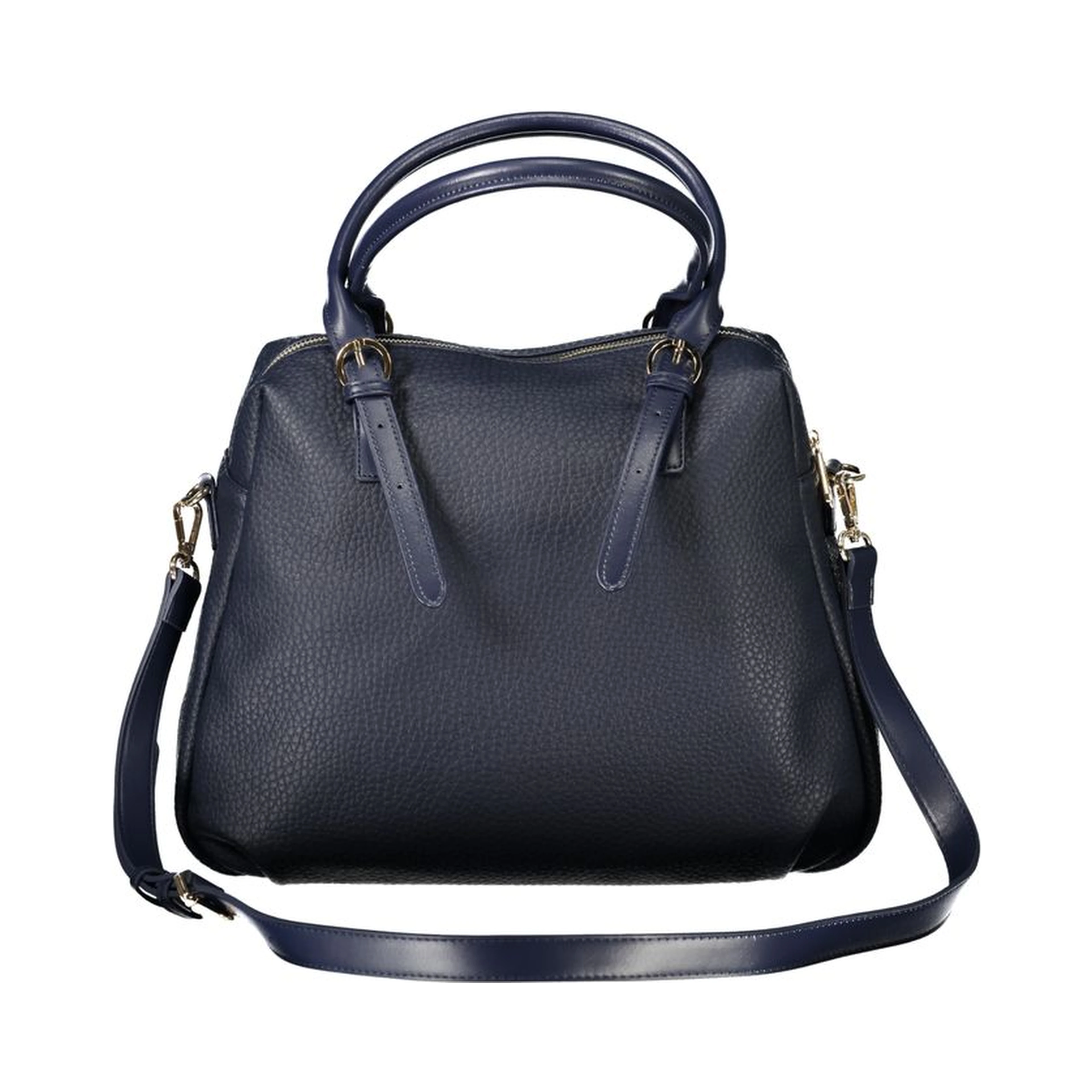Blue Polyurethane Women Handbag