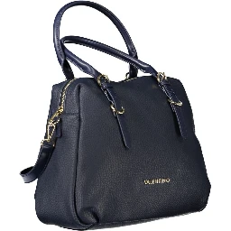 Blue Polyurethane Women Handbag