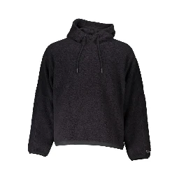 Black Polyester Men Sweater with Hood