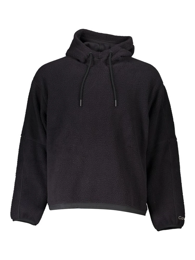 Black Polyester Men Sweater with Hood