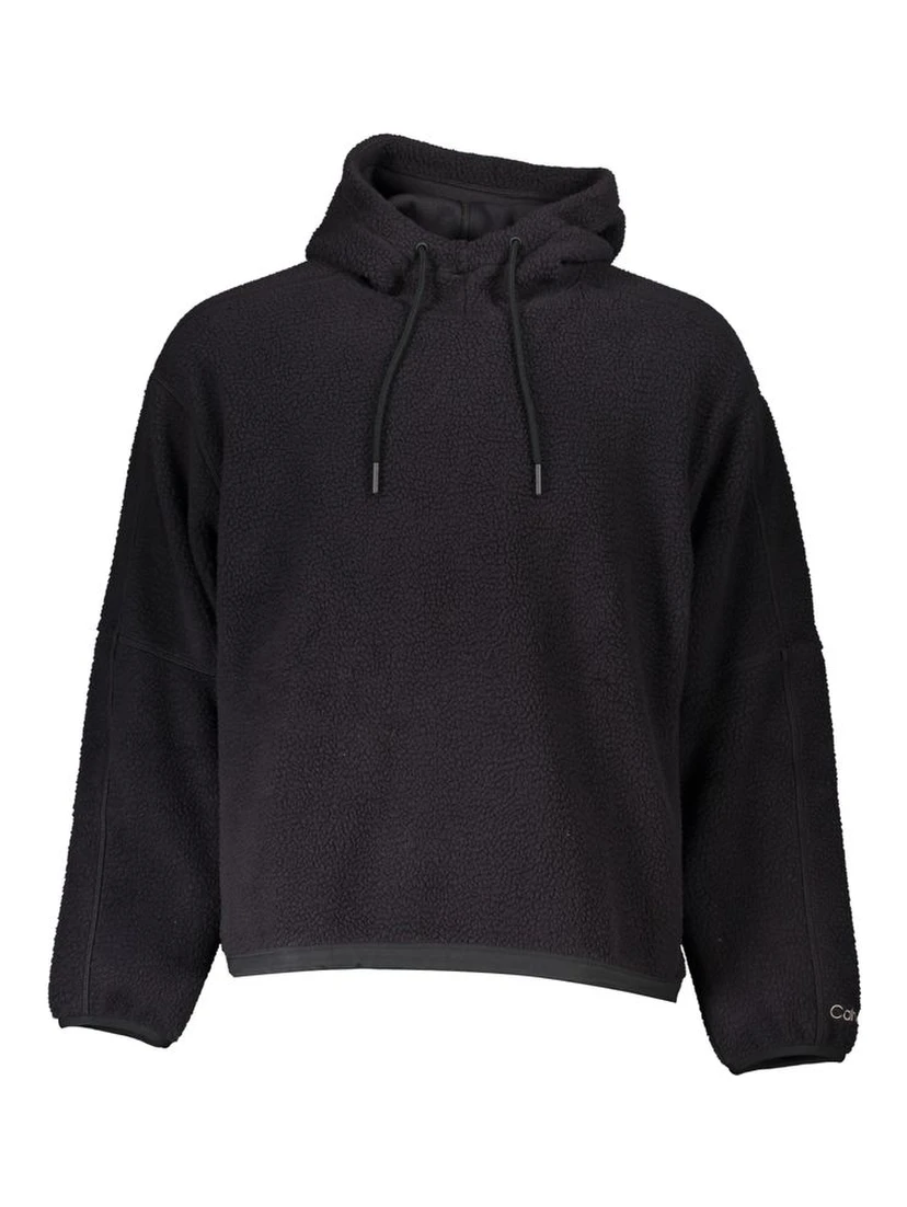 Black Polyester Men Sweater with Hood