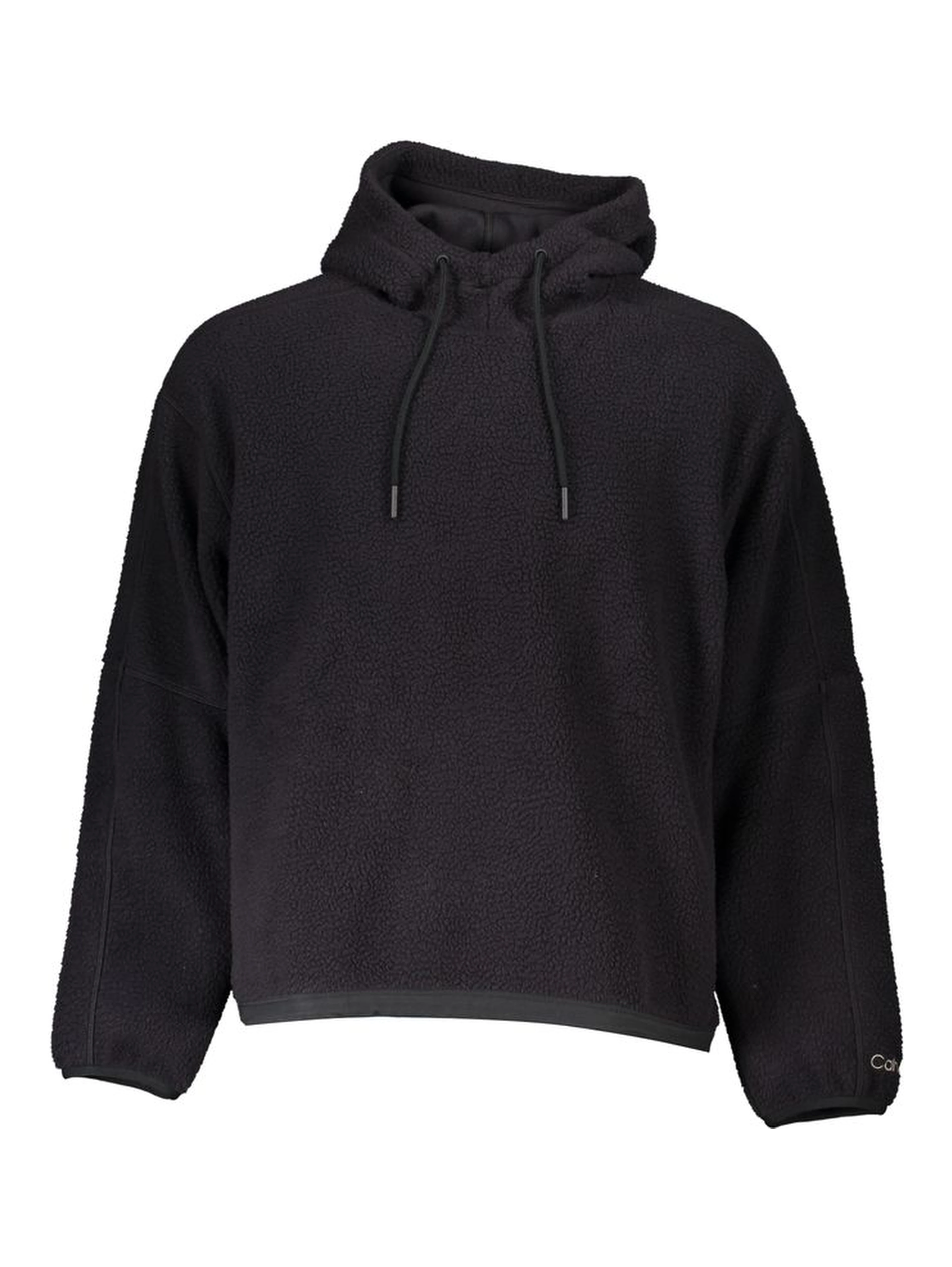 Black Polyester Men Sweater with Hood