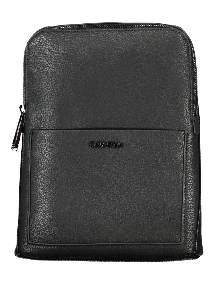 Black Polyurethane Men's Shoulder Bag