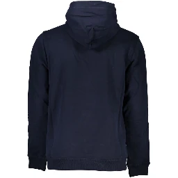 Blue Cotton Men Sweater with Hood