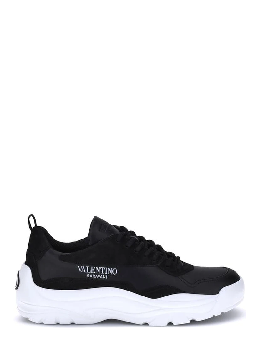 Black Calf Leather Bos Taurus Chunky Sneakers