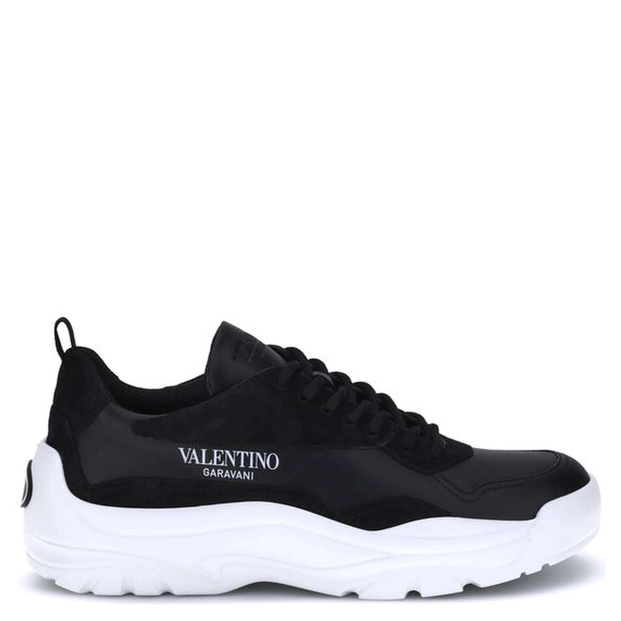 Black Calf Leather Bos Taurus Chunky Sneakers