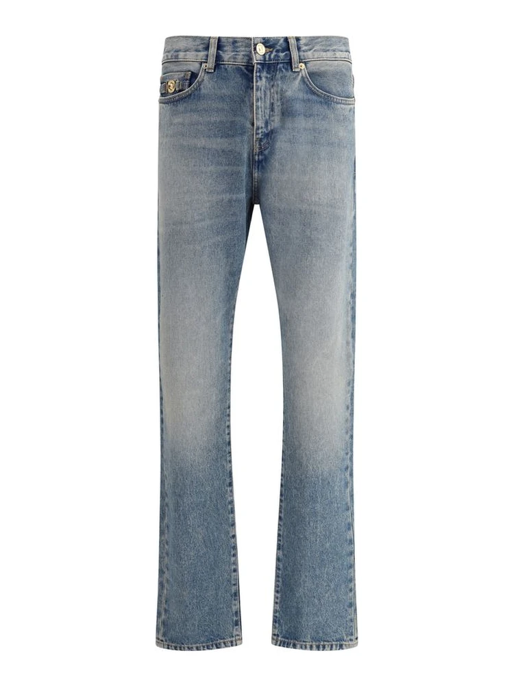 بنطلون جينز أزرق قطني بقصة مستقيمة