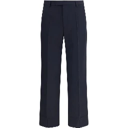 Blue Fleece Wool Dress Pants