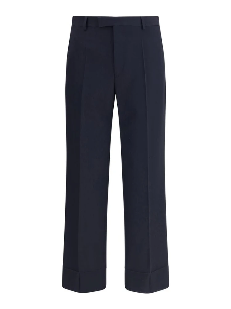 Blue Fleece Wool Dress Pants