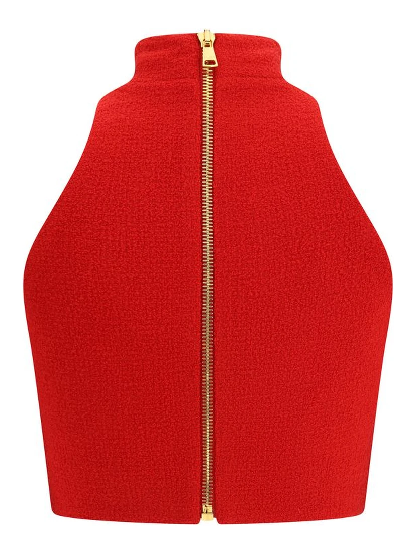 Red Fleece Wool Top