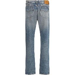 Blue Cotton Straight-Leg Jeans