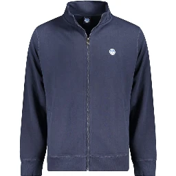 Blue Cotton Men Sweater