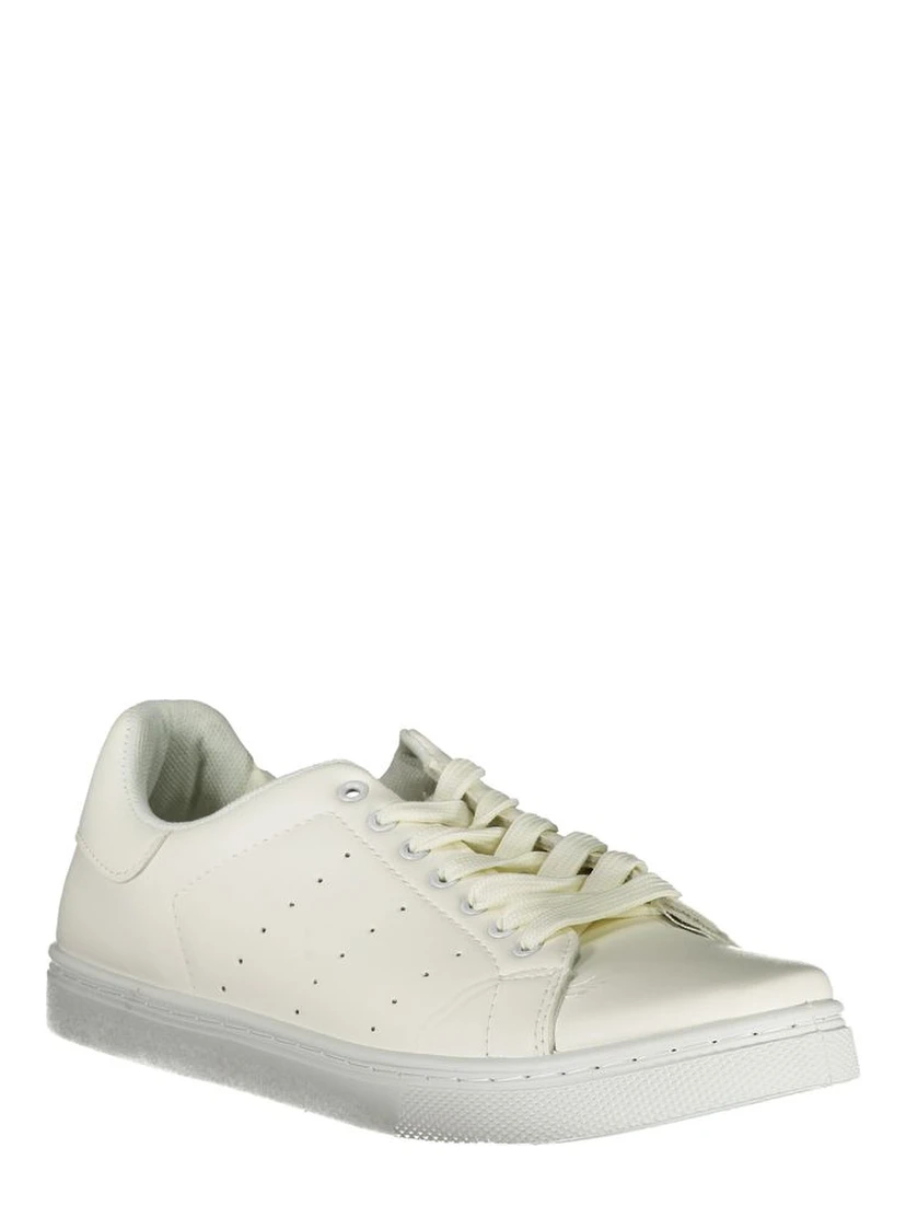 White Polyurethane Men Sneaker