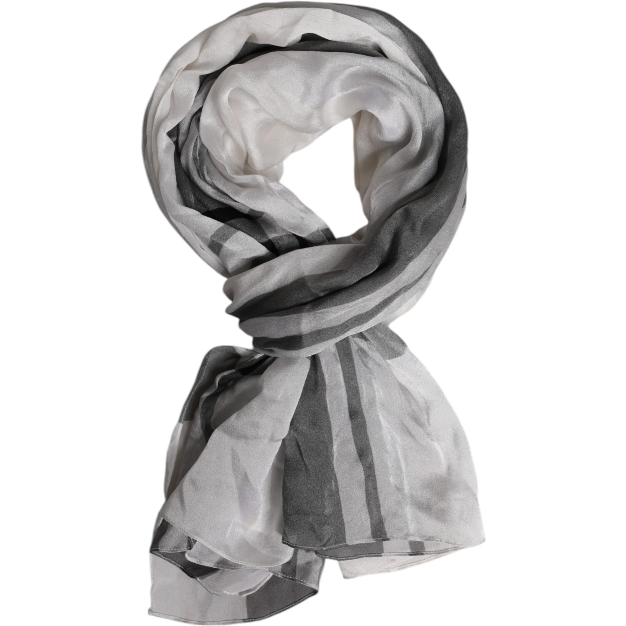 White Black Silk Warmer Wrap Foulard Scarf