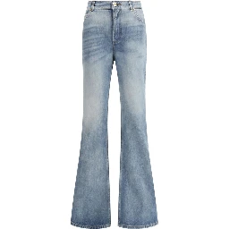 Blue Cotton Flared Jeans