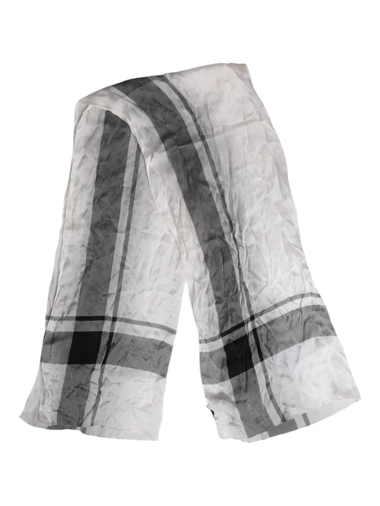 White Black Silk Warmer Wrap Foulard Scarf alternative