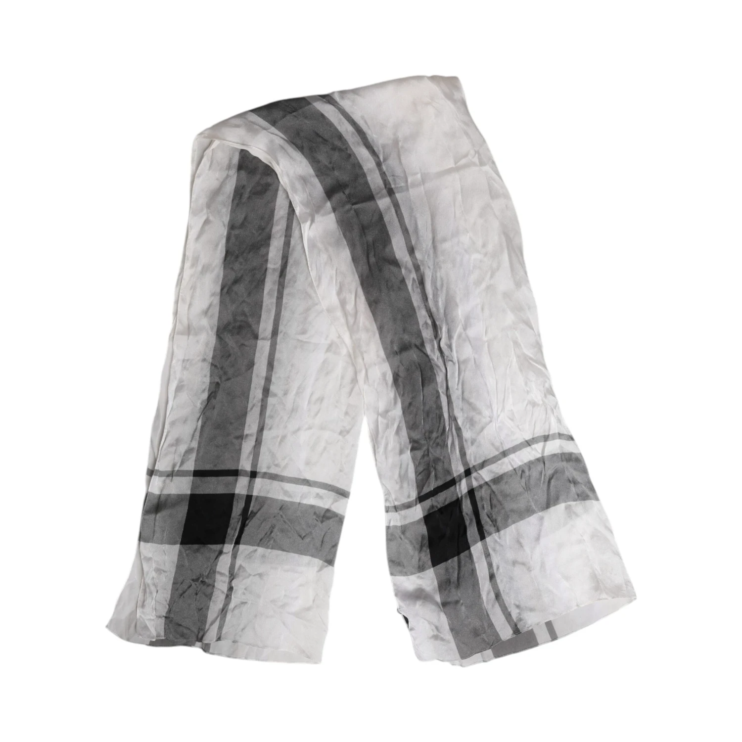 White Black Silk Warmer Wrap Foulard Scarf