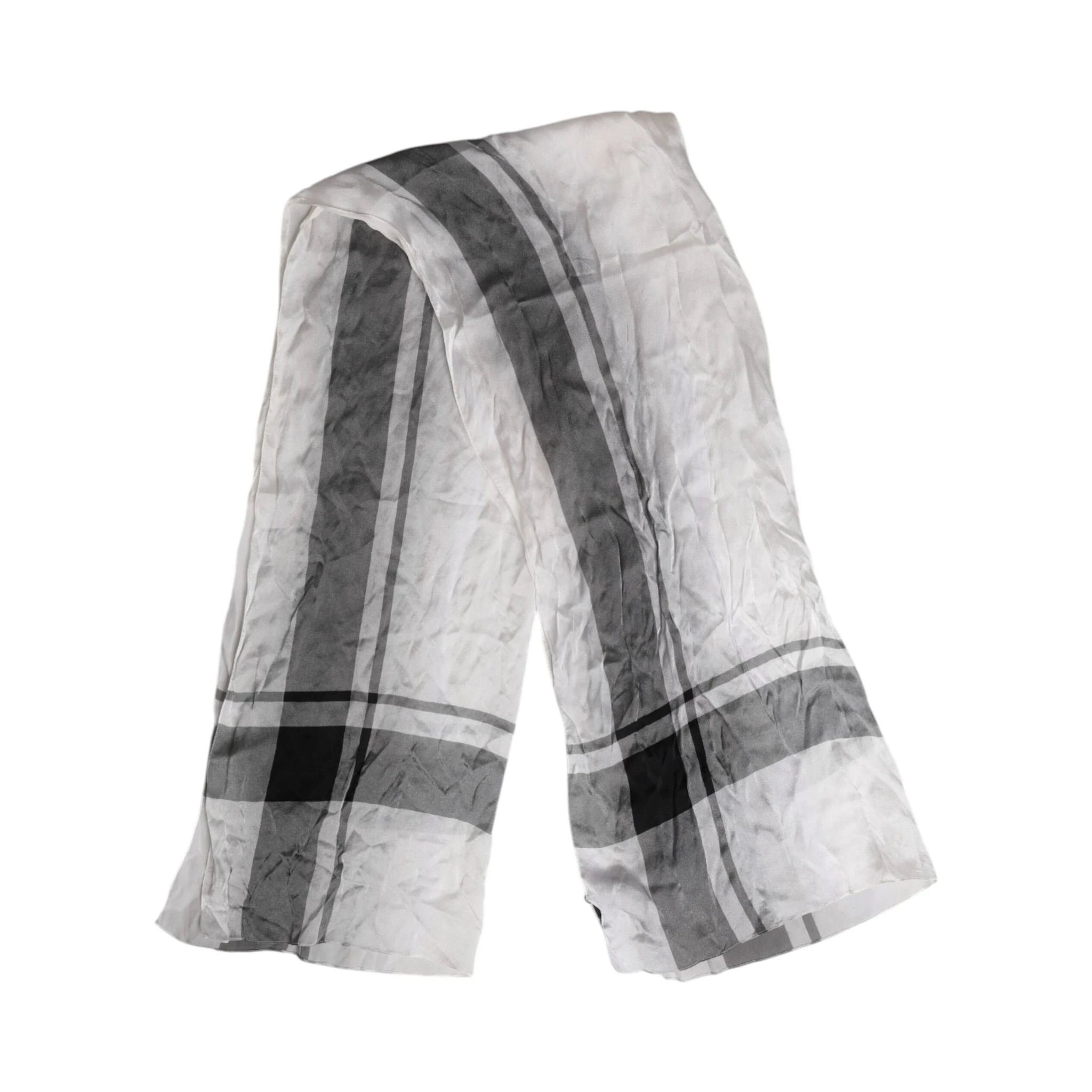 White Black Silk Warmer Wrap Foulard Scarf