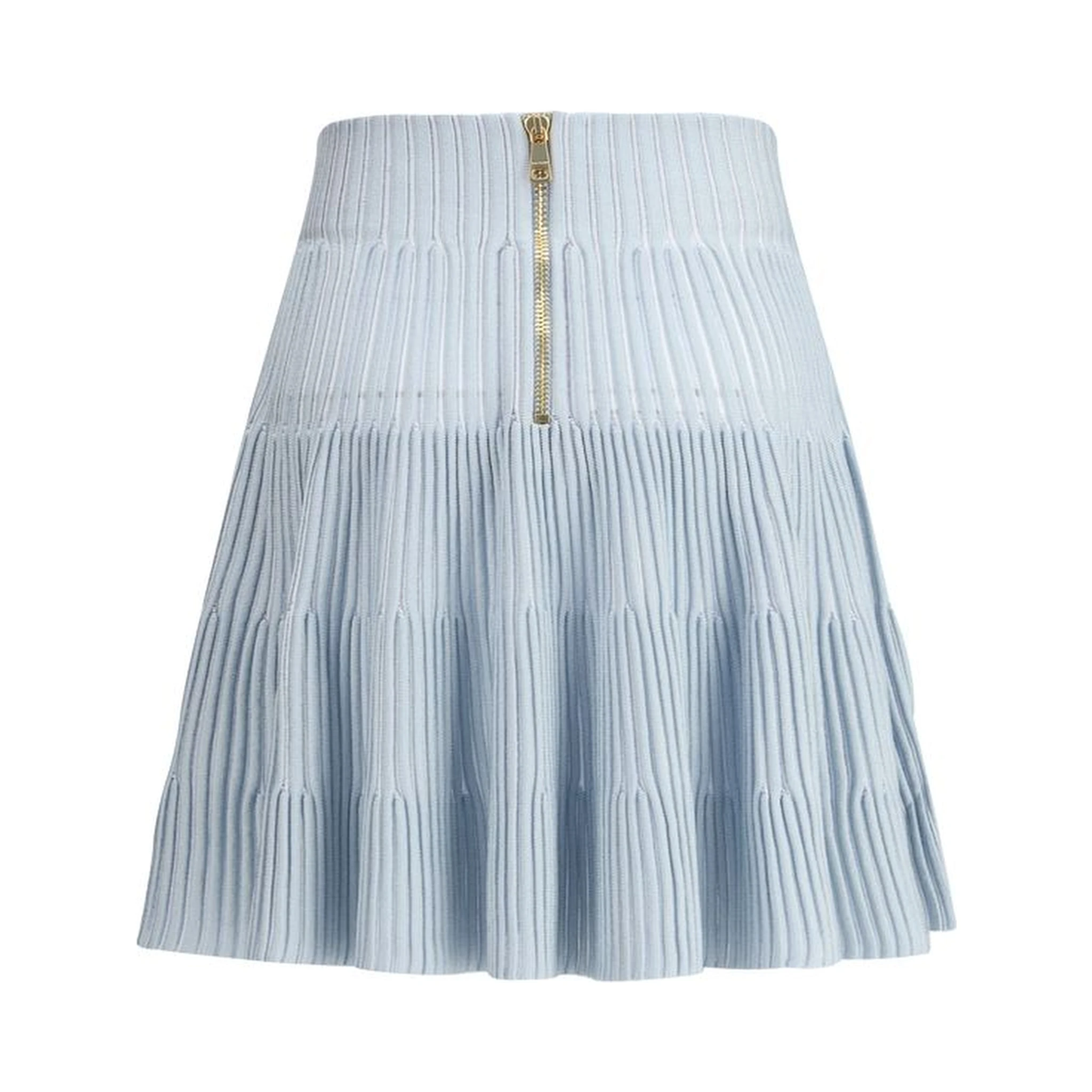 Light Blue Viscose Mini Skirt