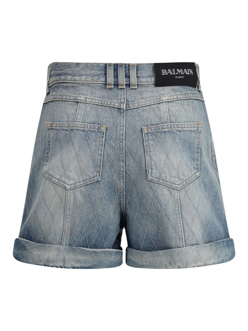 Light Blue Cotton Bermuda Shorts