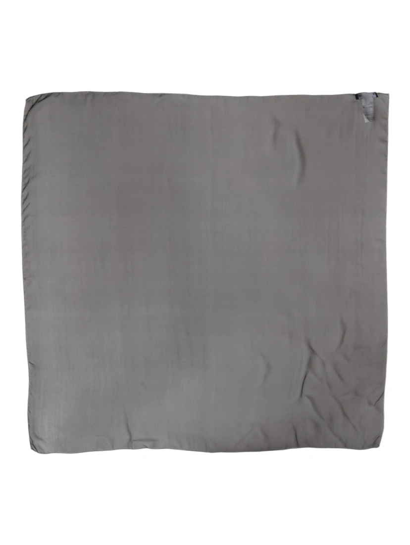 Gray Black Silk Square Women Foulard Scarf