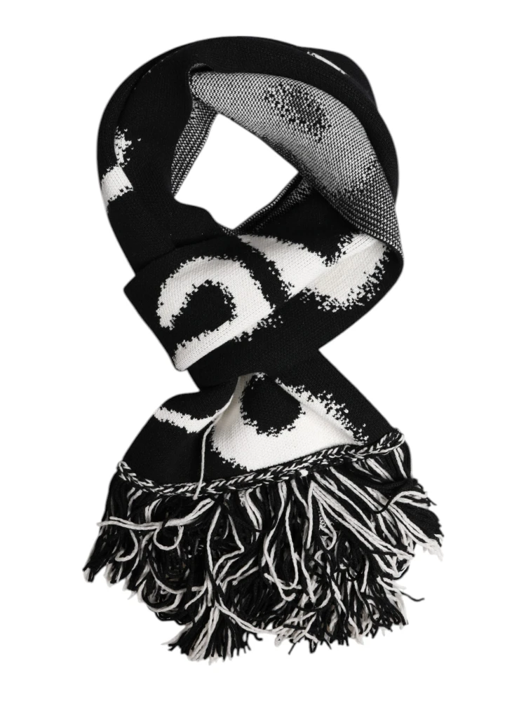 Black Logo Neck Warmer Wrap Men Shawl Scarf