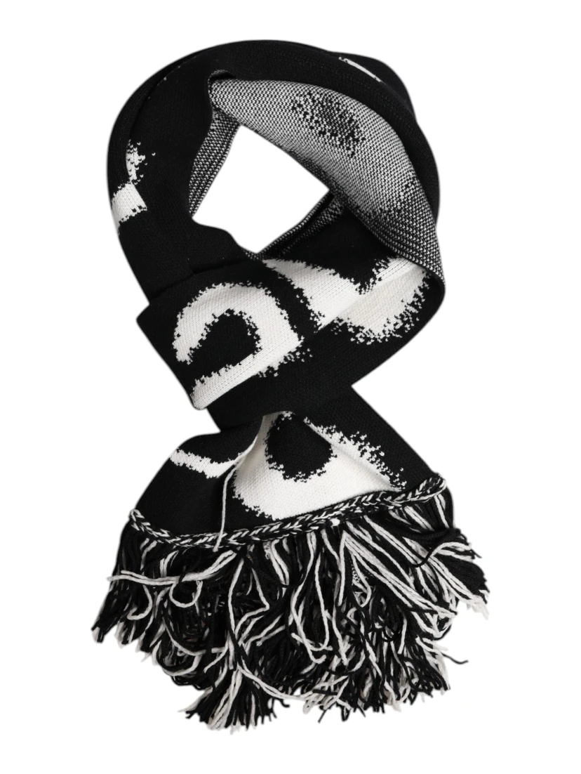 Black Logo Neck Warmer Wrap Men Shawl Scarf
