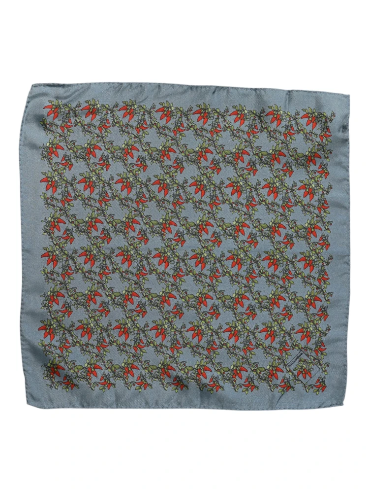 Gray Chilis Silk Square Men Foulard Scarf