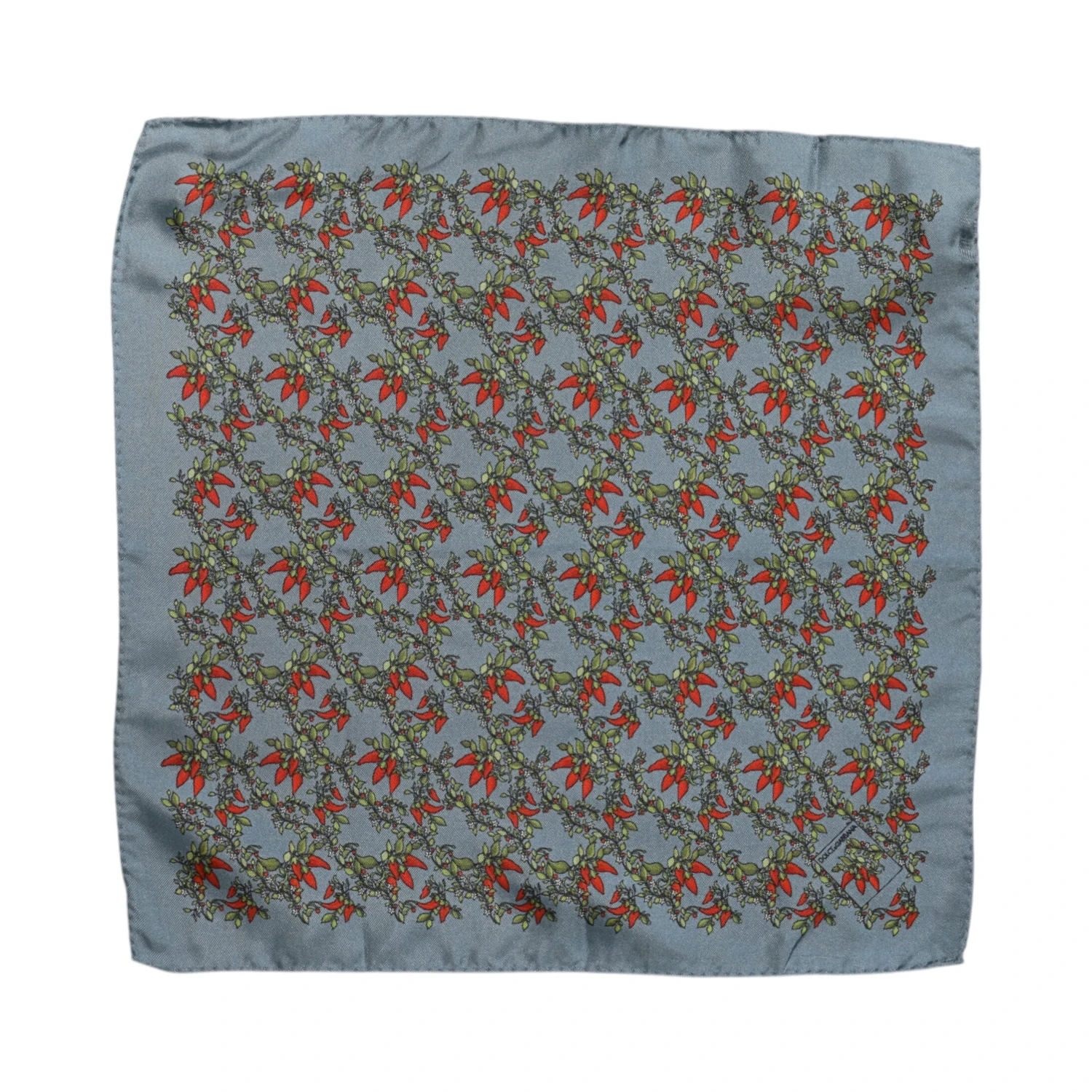 Gray Chilis Silk Square Men Foulard Scarf