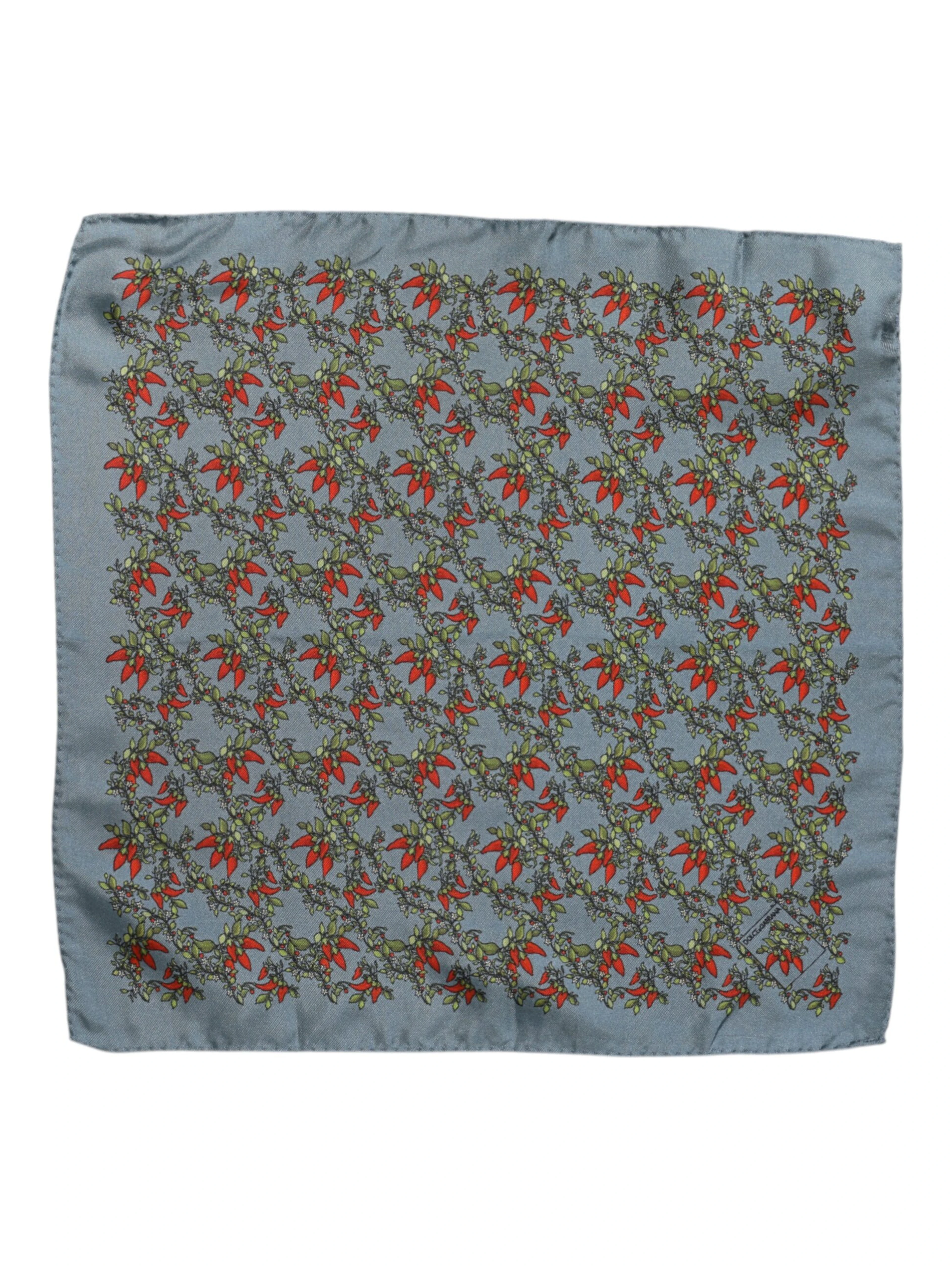 Gray Chilis Silk Square Men Foulard Scarf
