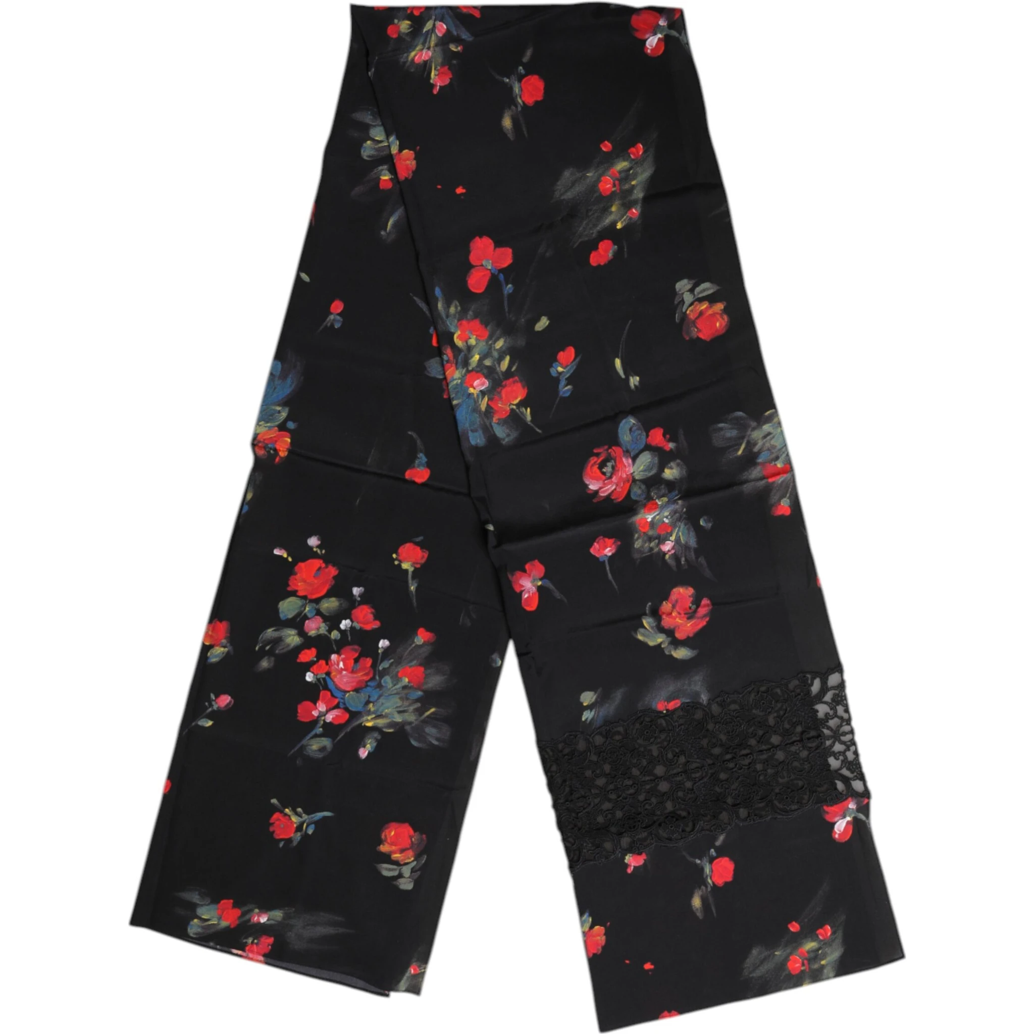 Black Floral Print Neck Warmer Wrap Scarf