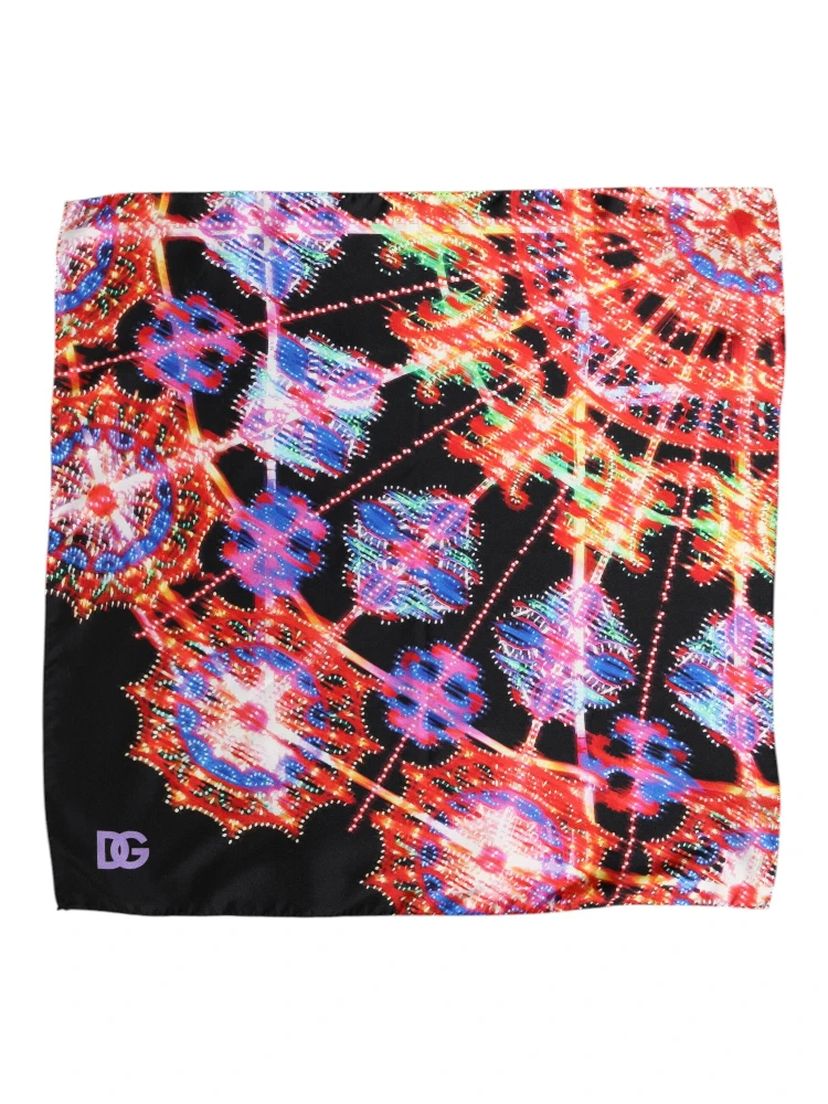 Black Multicolor Print Square Foulard Scarf alternative