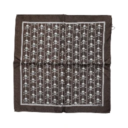 Brown Skull Silk Square Men Foulard Scarf