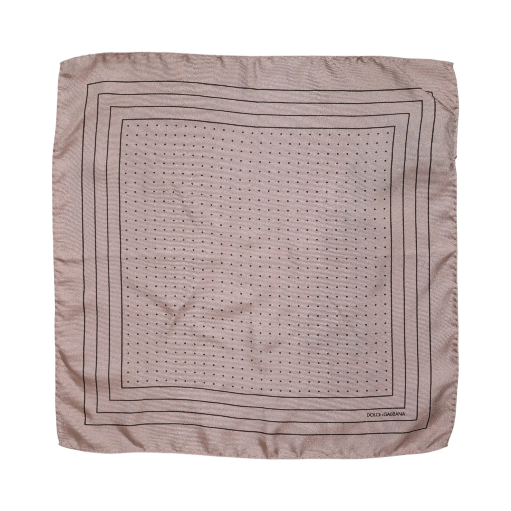 Beige Dotted Silk Square Men Foulard Scarf