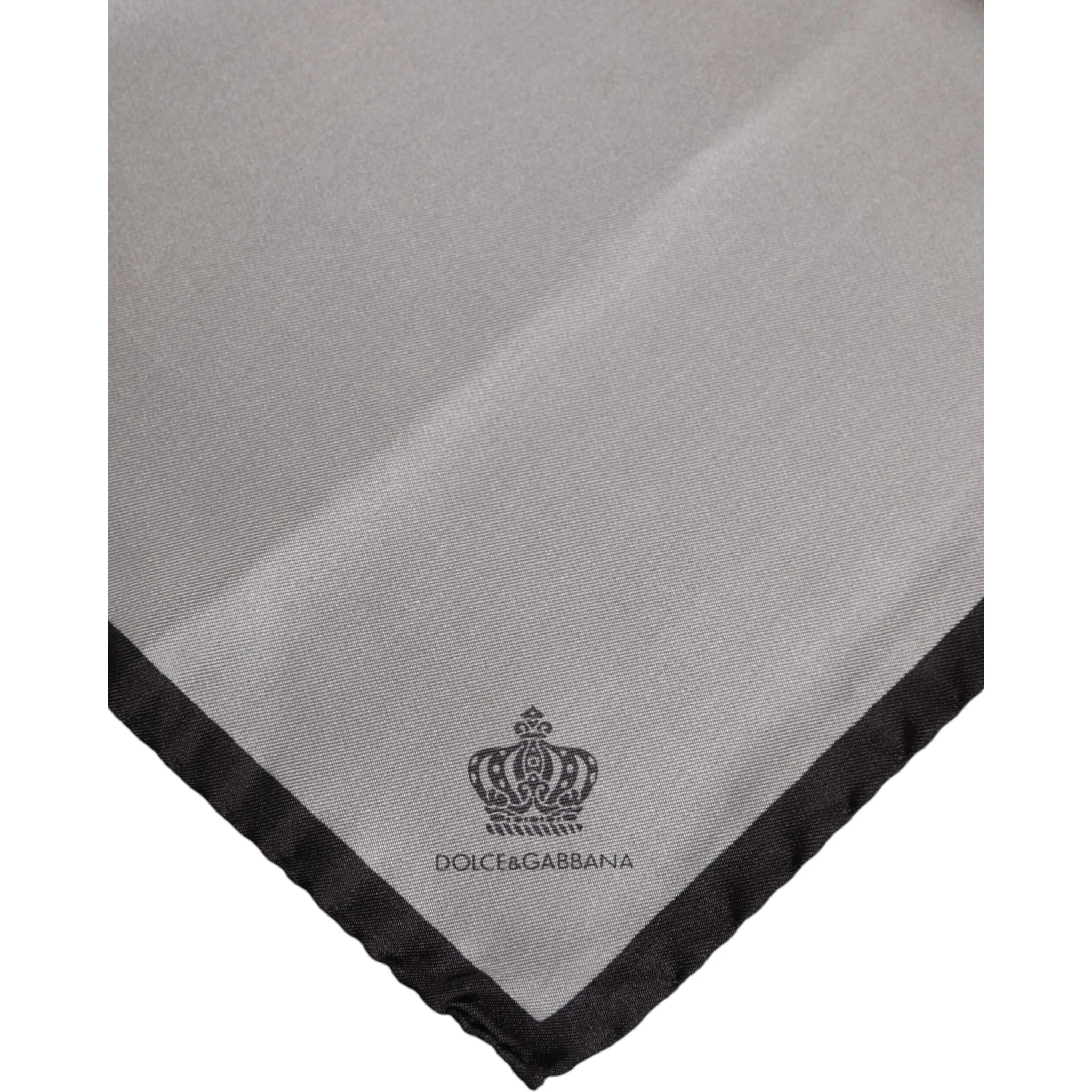 Gray DG Crown Silk Square Men Foulard Scarf