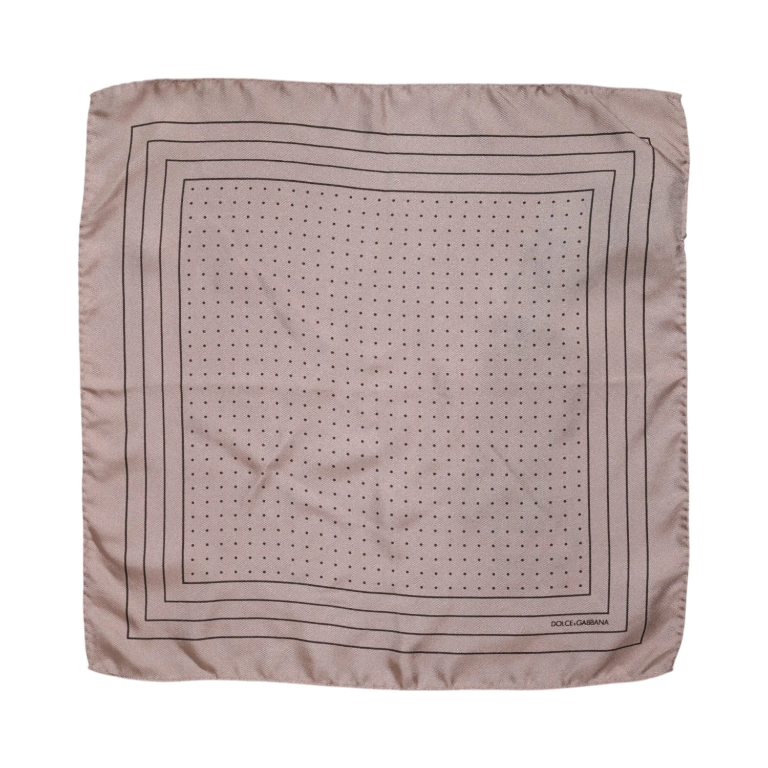 Beige Dotted Silk Square Men Foulard Scarf