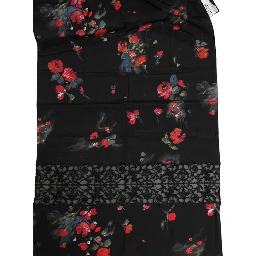 Black Floral Print Neck Warmer Wrap Scarf