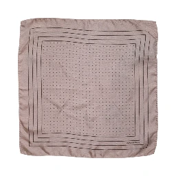 Beige Dotted Silk Square Men Foulard Scarf